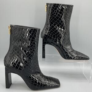 NEW Good American Women’s Croc Embossed Booties Black Size 7